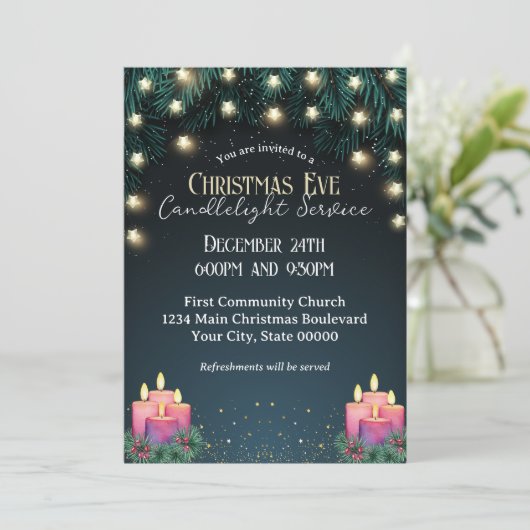 きらめくライトクリスマスイブキャンドルライトサービス 招待状 (スタンド正面)