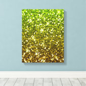 きらめくライトグリーン金ゴールドグリッター キャンバスプリント (インサイチュ (ウッドフロア))