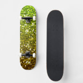 きらめくライトグリーン金ゴールドグリッター スケートボード (正面)