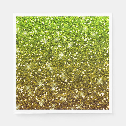 きらめくライトグリーン金ゴールドグリッター スタンダードランチョンナプキン (正面)