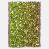 きらめくライトグリーン金ゴールドグリッター スローブランケット (正面縦)