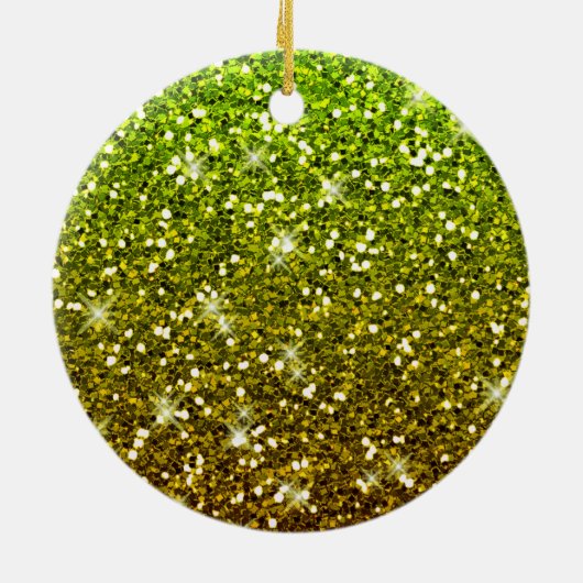 きらめくライトグリーン金ゴールドグリッター セラミックオーナメント (裏面)