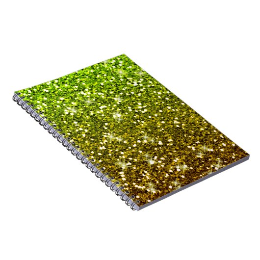 きらめくライトグリーン金ゴールドグリッター ノートブック (右側)
