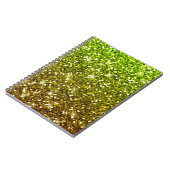 きらめくライトグリーン金ゴールドグリッター ノートブック (左側)