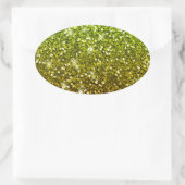 きらめくライトグリーン金ゴールドグリッター 楕円形シール (バッグ)