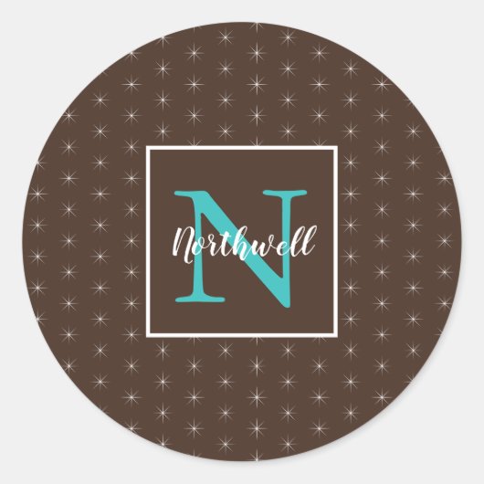 きらめくライトパターンモノグラムID594 ラウンドシール (正面)