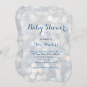 きらめくライト青色児のシャワーの招待状 招待状 (正面/裏面)