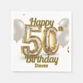 きらめくラグジュアリーゴールデンエレガンス50誕生日 スタンダードカクテルナプキン (正面)