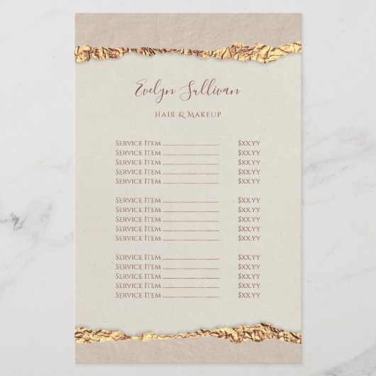 きらめくリッピング紙価格表フライヤー チラシ (正面)