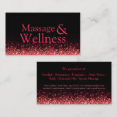 きらめくレッドマッサージセラピスト体ウェルネス 名刺 (正面/裏面)