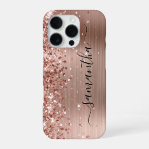 きらめくローズゴールドのメタリックな女の子らしいサイン iPhone 16 PROケース