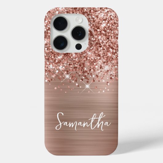 きらめくローズゴールドの華やかな手書きネーム Case-Mate iPhoneケース (裏面)