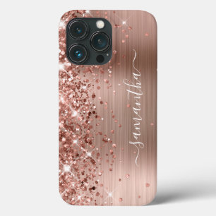 きらめくローズゴールド箔モダンガーリーシグネチャー iPhone 13 PROケース