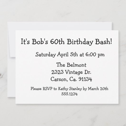 きらめくヴィンテージカーリタイアメント誕生日 招待状 (裏面)