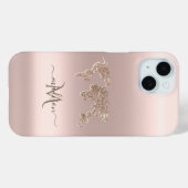 きらめく世界地図 トラベル ローズゴールド モノグラム Case-Mate iPhoneケース (裏面 (横))