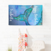 きらめく人魚のひれの尾誕生会の旗 横断幕 (インサイチュ)