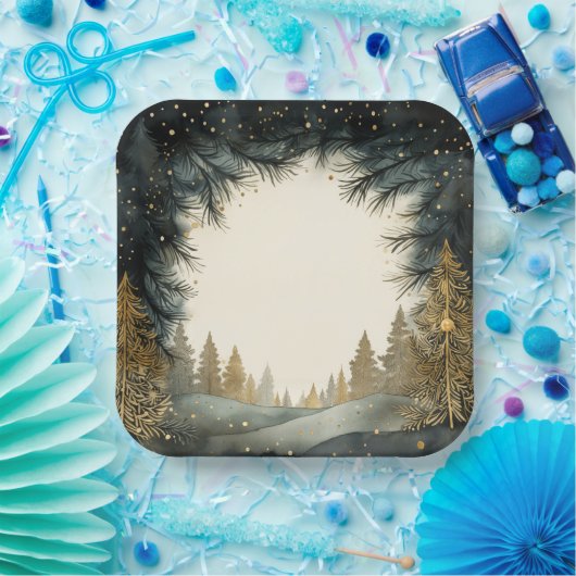 きらめく休日の木 ペーパープレート (パーティー)