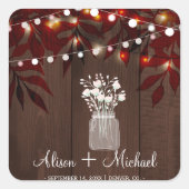 きらめく光の素朴な秋のメイスン結婚ジャー スクエアシール (正面)