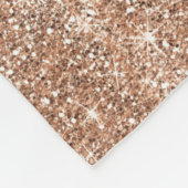 きらめく光沢があるグリッターのばら色の金ゴールド フリースブランケット (角)