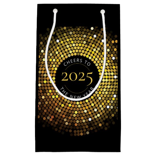 きらめく円が新年を迎える スモールペーパーバッグ (正面)