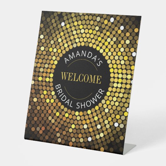 きらめく円のライトようこそライトまたは情報 台座サイン (正面)