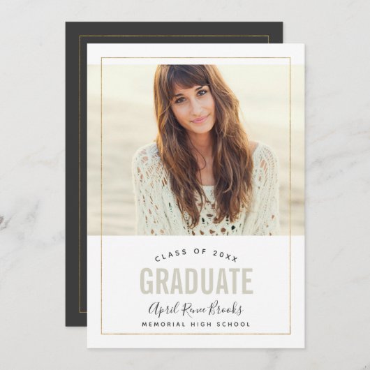 きらめく写真卒業パーティー招待状 招待状 (正面/裏面)