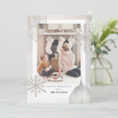 きらめく冬のクリスマスホリデーフォトカード 招待状 (スタンド正面)