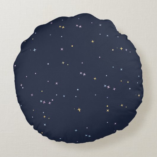 きらめく夜空の可愛い星 ラウンドクッション (裏面)