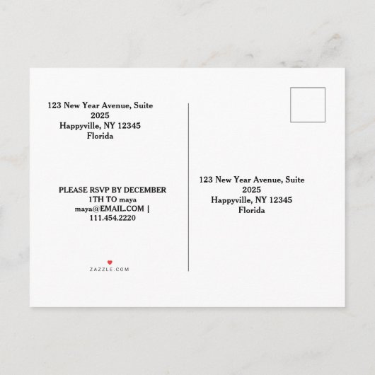 きらめく大晦日お祝い インビテーションポストカード (裏面)