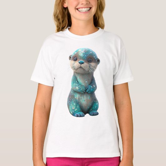 きらめく宇宙銀河カワウソの子供たち Tシャツ (正面)