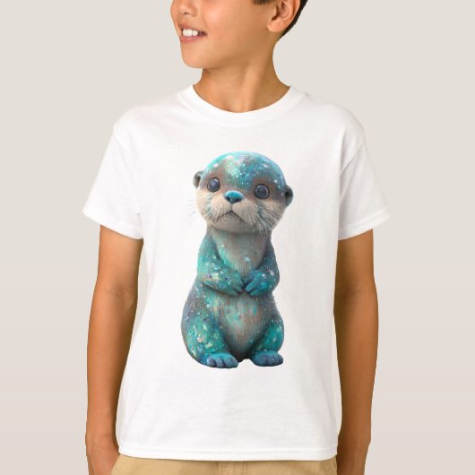 きらめく宇宙銀河カワウソの子供たち Tシャツ (正面)