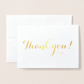 きらめく実在金ゴールドありがとうタイポグラフィ結婚の 箔カード (封筒付き正面)