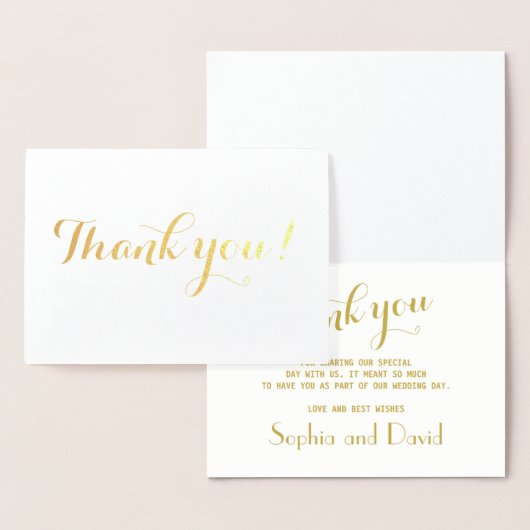 きらめく実在金ゴールドありがとうタイポグラフィ結婚の 箔カード (ディスプレー)