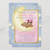 きらめく小さな星のエスニックガールシャワー 招待状 (正面/裏面)