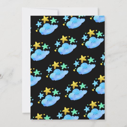 きらめく小さな星のジェンダーがシャワーを明らかにする 招待状 (裏面)