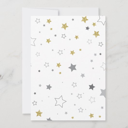 きらめく小さな星のジェンダーが赤ちゃんのシャワーを明らかにする 招待状 (裏面)
