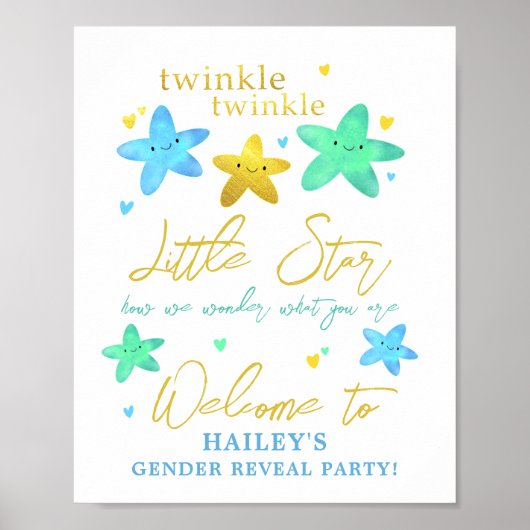 きらめく小さな星の性別が歓迎のサインを明らかにする ポスター (正面)
