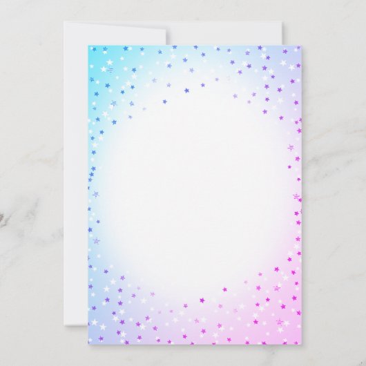 きらめく小さな星の性別シャワーを明らかにする 招待状 (裏面)
