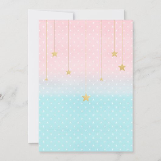 きらめく小さな星の性別シャワーを明らかにする 招待状 (裏面)