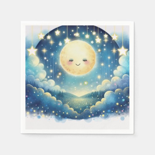 きらめく小さな星の水の色ベビーシャワー スタンダードカクテルナプキン (正面)