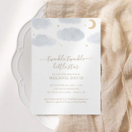 きらめく小さな星の水の色ベビーシャワー 招待状