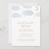 きらめく小さな星の水の色ベビーシャワー 招待状 (正面)