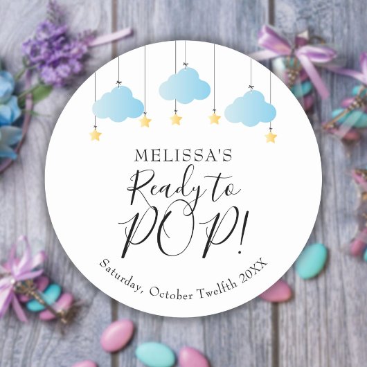 きらめく小さな星の男の赤ちゃん準備ができていポップ・アートのる ラウンドシール