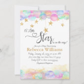きらめく小さな星の虹の泡ベビーシャワー 招待状 (正面)