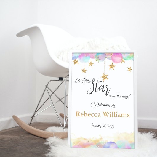 きらめく小さな星の虹の泡ベビーシャワー 横断幕