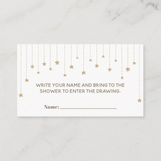きらめく小さな星の赤ちゃんシャワーおむつラッフルカード エンクロージャーカード (裏面)