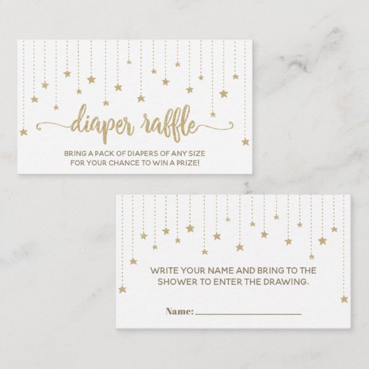 きらめく小さな星の赤ちゃんシャワーおむつラッフルカード エンクロージャーカード (正面/裏面)