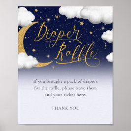 きらめく小さな星の赤ちゃんシャワーおむつラッフルサイン ポスター