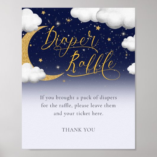 きらめく小さな星の赤ちゃんシャワーおむつラッフルサイン ポスター (正面)
