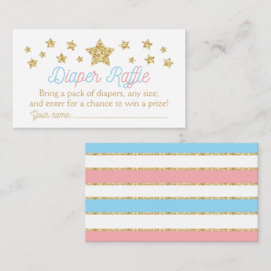 きらめく小さな星の赤ちゃんシャワーおむつラッフル エンクロージャーカード (正面/裏面)